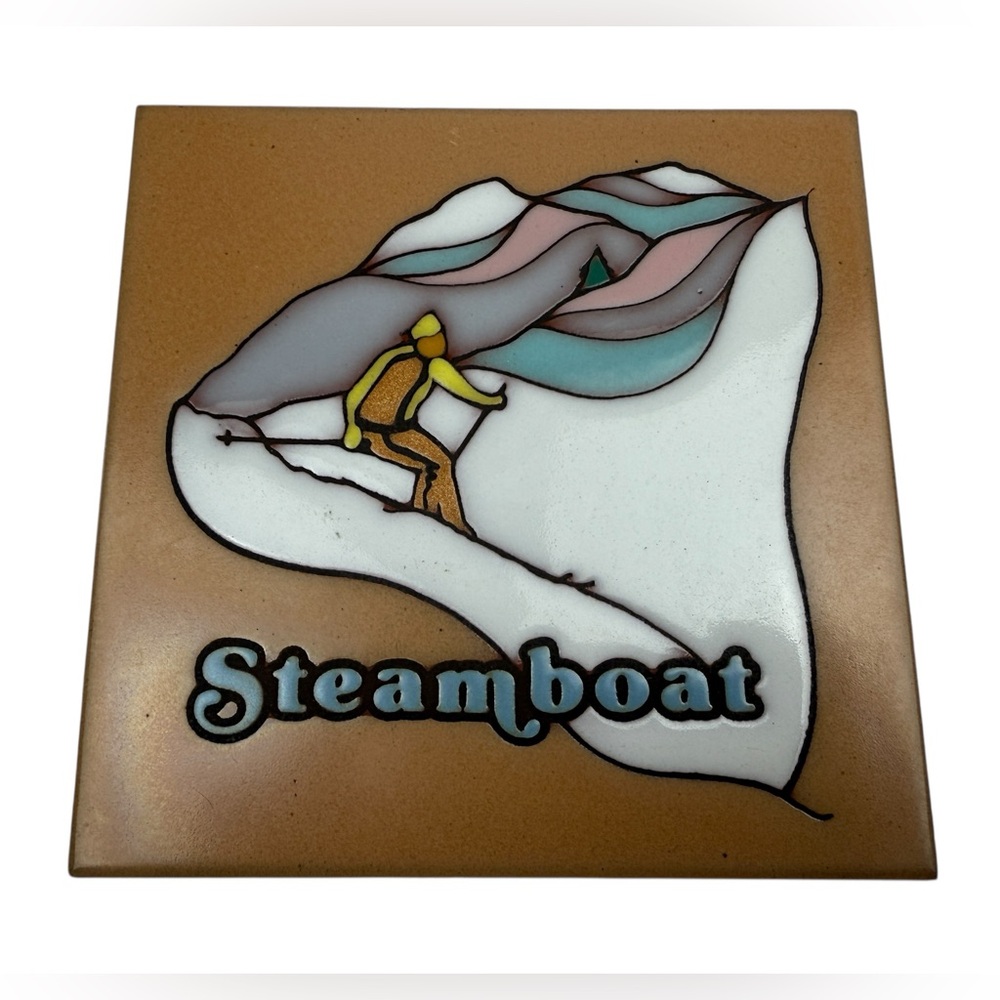 Vintage Steamboat Springs Masterworks Art Tile Trivet Ceramic Handcrafted USA